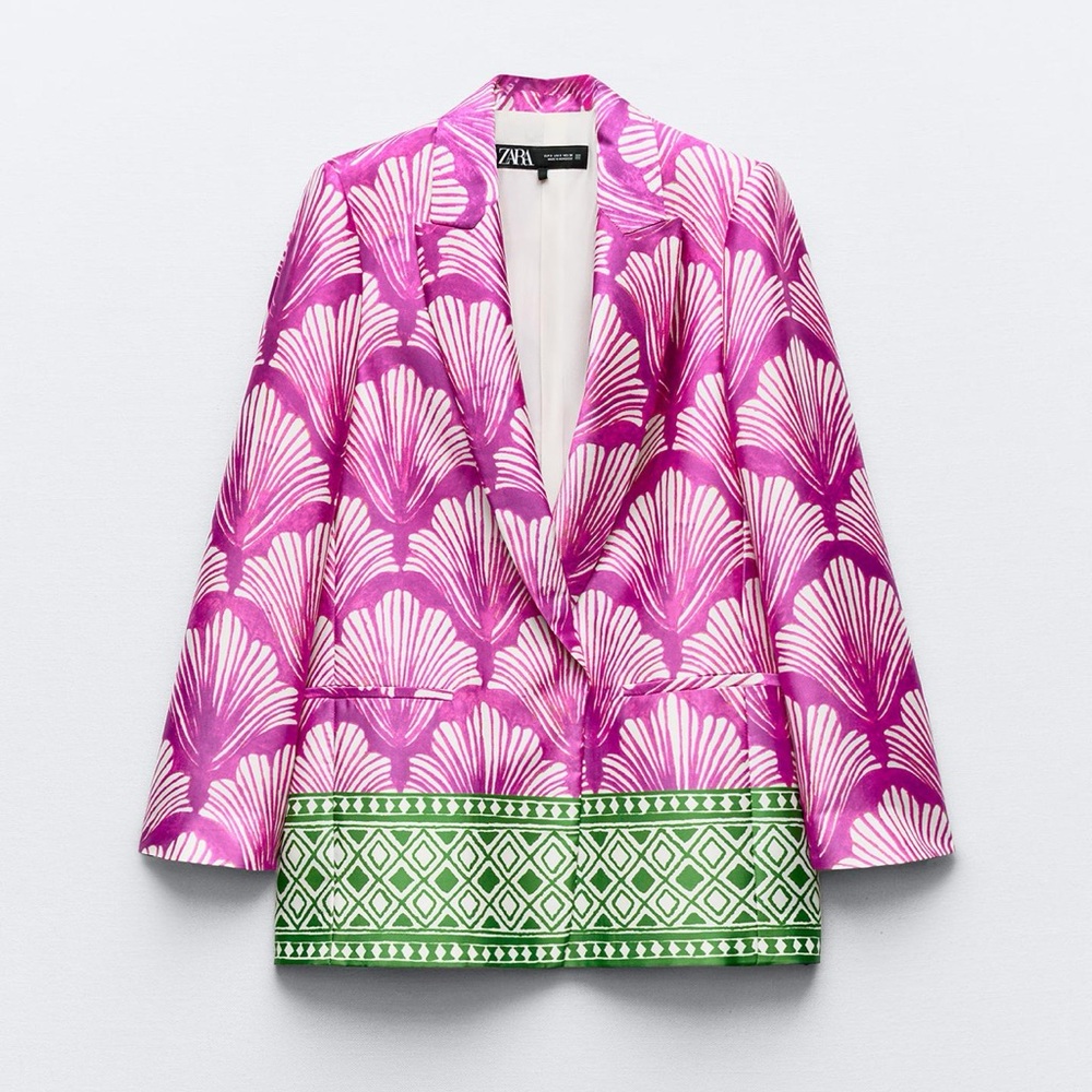 Zara satin effect printed blazer NWT